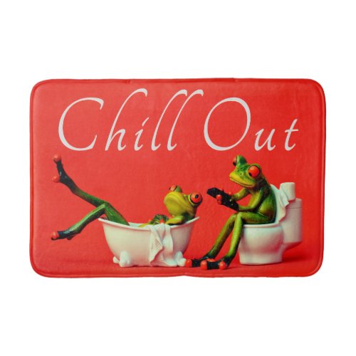 FUNNY FROGS CHILL OUT SPA TIME RED BATH MAT