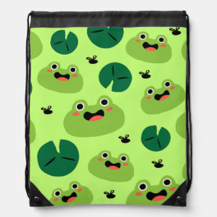 Funny frogs drawstring bag