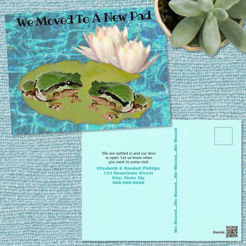 Funny Frogs Lily Pad We Moved Template Postcard