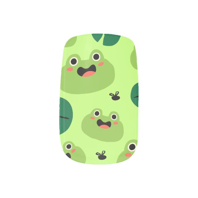 Funny frogs minx nail art (Left Thumb)