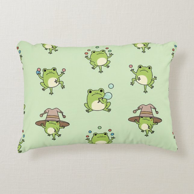 Funny Frogs on the Go Accent Pillow (Front)