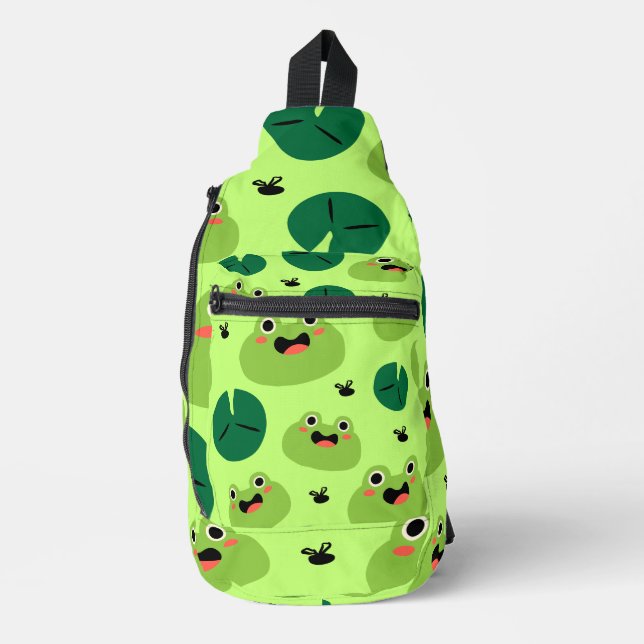 Funny frogs sling bag (Front)