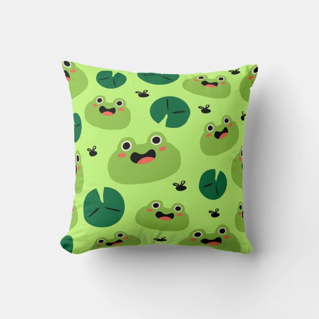 Funny frogs throw pillow (Front)