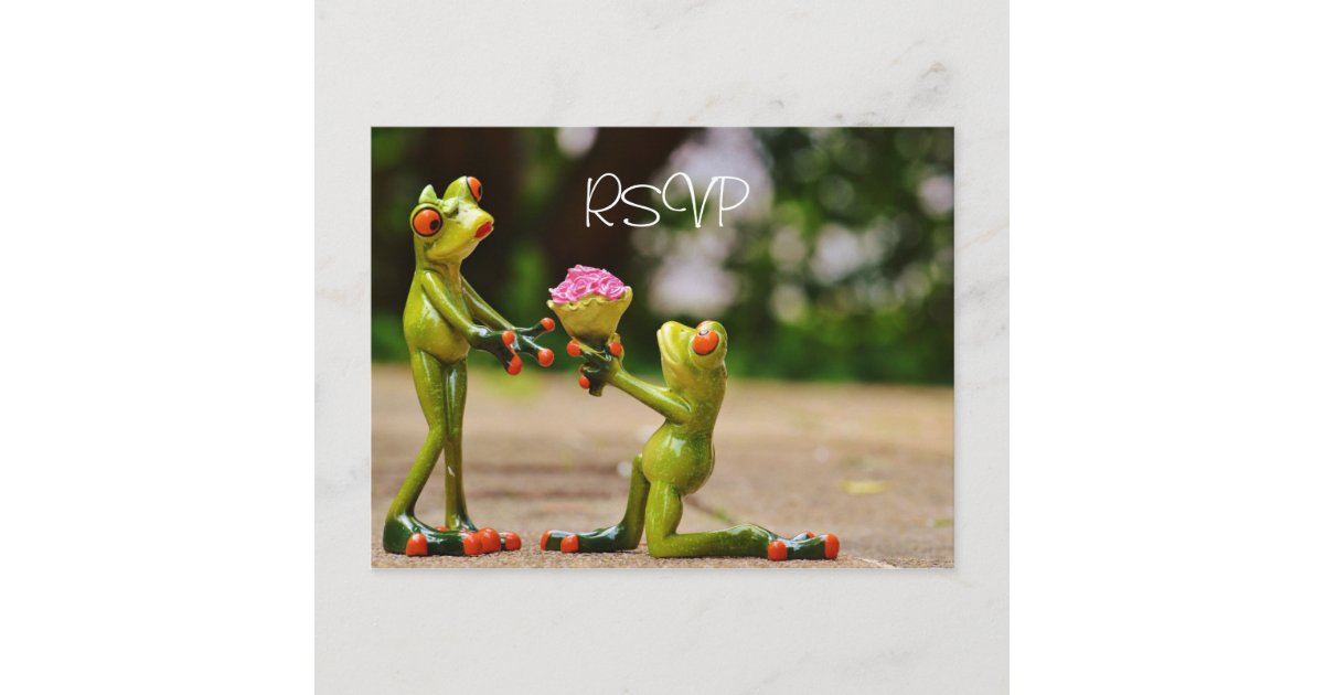 Funny Frogs Wedding RSVP with photo Invitation Postcard | Zazzle.com