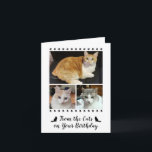 Funny From Cat Dog Pet 3 Photo Script Birthday Card<br><div class="desc">Give this Birthday Day card to the cat moms, cat dads, and cat lovers in your life, featuring three photos of your cats on a white background on the cover, as well as the script text: From the Cats on Your Birthday, decorated with tiny paw prints and kitty silhouettes in...</div>