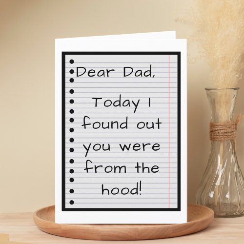 Funny From the Hood Fatherhood Happy Fathers Day Thank You Card