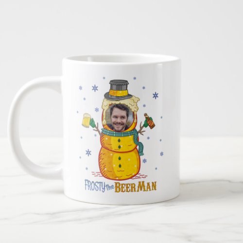 Funny Frosty Beer Man Humor Custom Photo Christmas Giant Coffee Mug