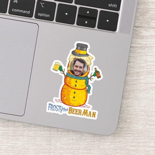 Funny Frosty Beer Man Humor Custom Photo Christmas Sticker