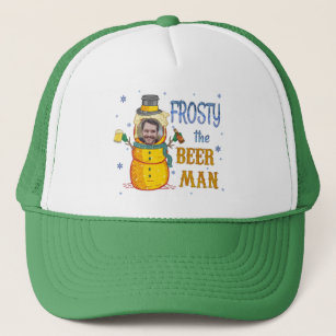 Funny Frosty Beer Man Humor Custom Photo Christmas Trucker Hat