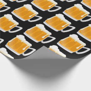 Funny frothy beer mug pattern wrapping paper