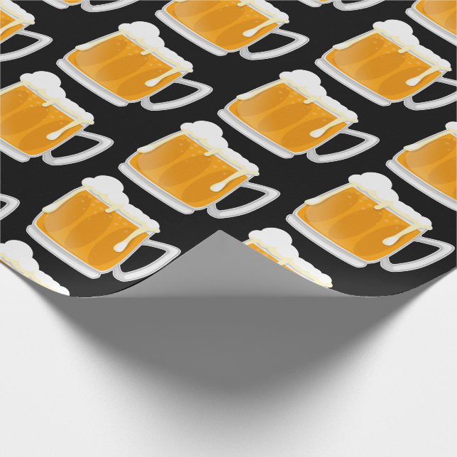 Funny frothy beer mug pattern wrapping paper (Corner)