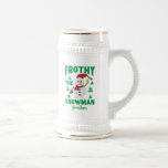 Funny Frothy the Snowman  Personalized   Beer Stein<br><div class="desc">Hurry and get your very own Funny Frothy the Snowman Personalized Glass Beer Mug! This mug is perfect for a gift for someone you love or even for yourself. This mug features a funny snowman that is wearing a festive red hat and scarf and his holding a beer. You can...</div>
