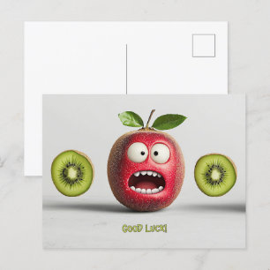 Funny Fruit Face Good Luck Postcard