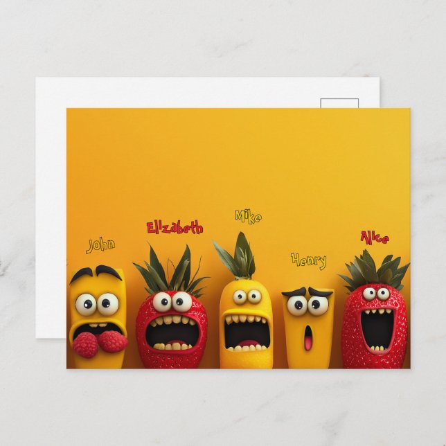 Funny Fruit Faces Postcard (Front/Back)
