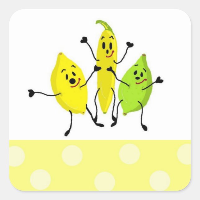 Funny Fruit Gang Square Sticker (Front)