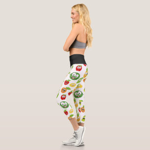 Funny Fruit Gums With Faces Pattern Capri Leggings