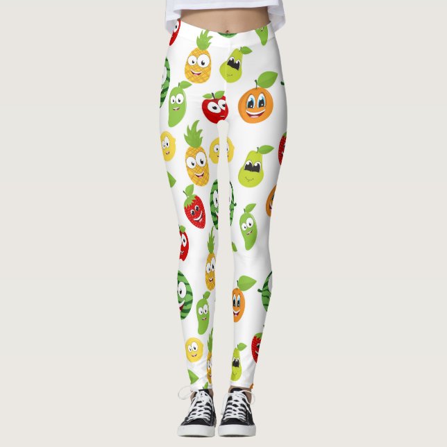 Funny Fruit Gums With Faces Pattern Leggings (Front)