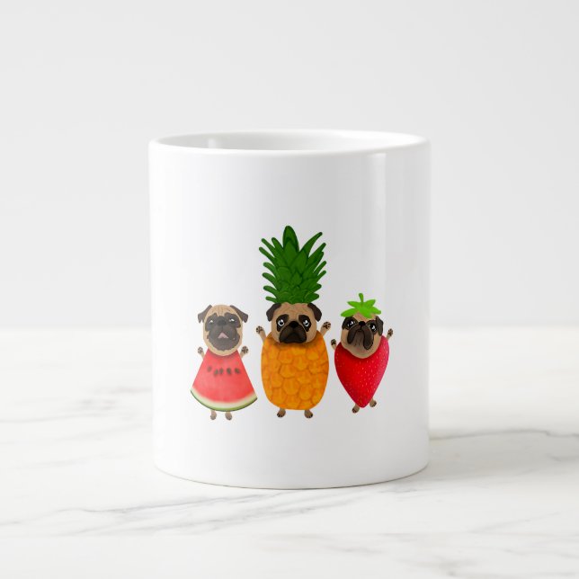 Funny Fruit Pug Cute Dog Gift | Pet Lover  Giant Coffee Mug (Front)