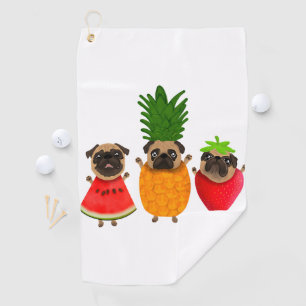 Funny Fruit Pug Cute Dog Gift Pet Lover Golf Towel