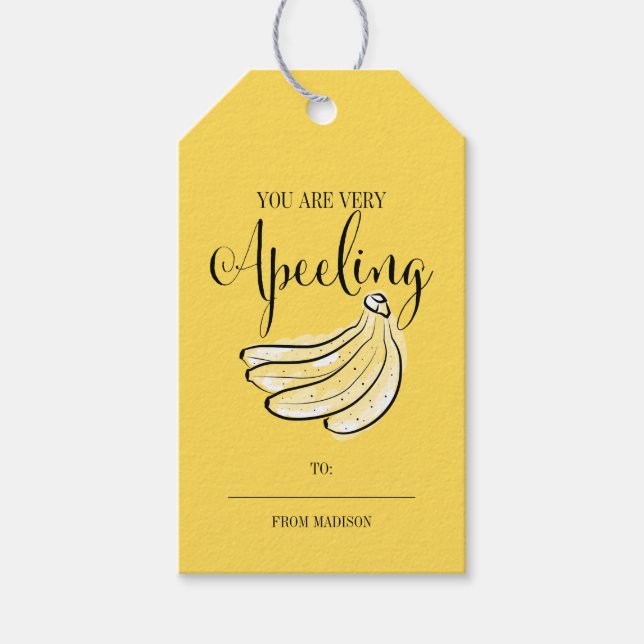 Funny Fruit Pun Apeeling Banana Valentine Gift Tag (Front)