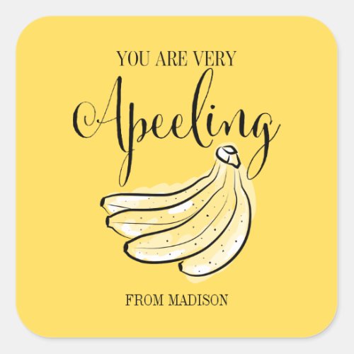 Funny Fruit Pun Apeeling Banana Valentine Sticker