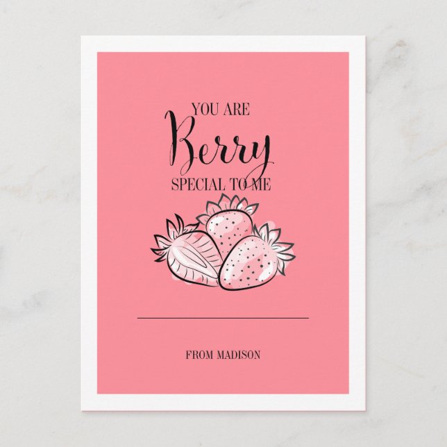 Funny Fruit Pun Berry Special Valentine Postcard (Front)