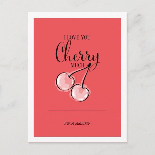 Funny Fruit Pun Cherry Valentine Postcard