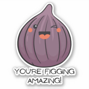Funny fruit pun fig kawaii face for water bottle sticker