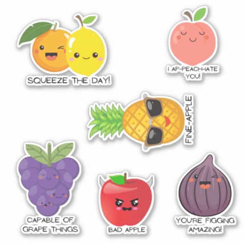 Funny fruit pun food laptop water bottle stickers