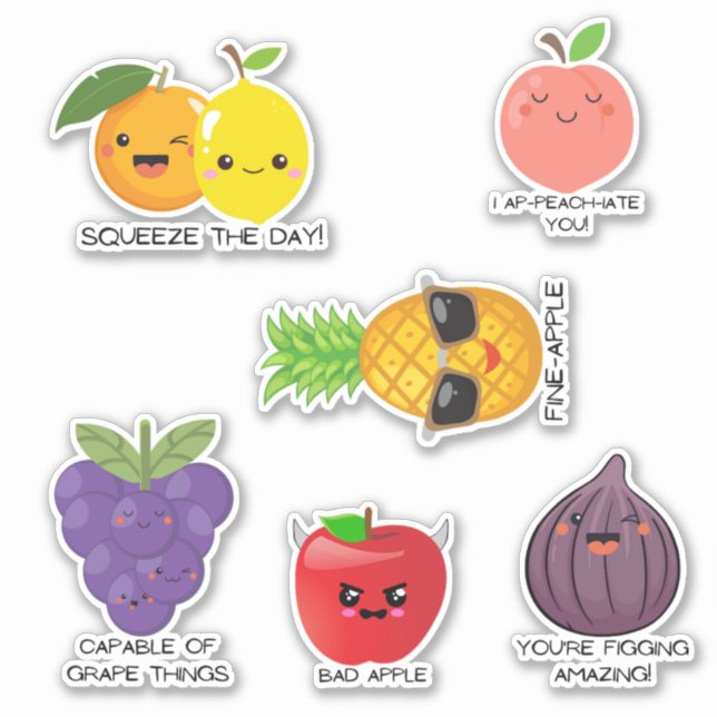 Funny fruit pun food laptop water bottle stickers (Front)