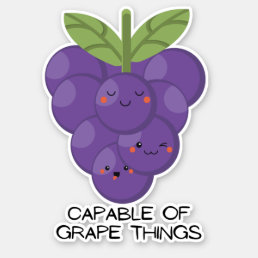 Funny fruit pun grapes kawaii for laptop sticker