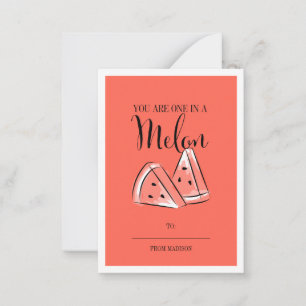 Funny Fruit Pun Melon Classroom Valentine Card
