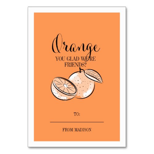 Funny Fruit Pun Orange Classroom Valentine Card