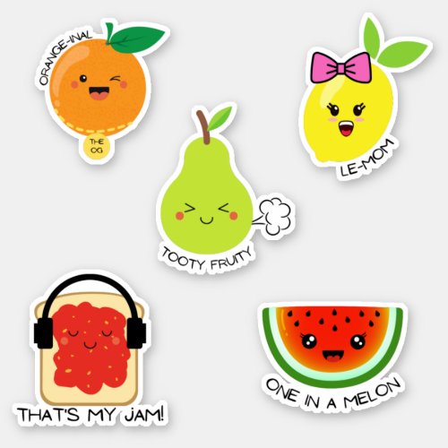 Funny fruit pun sticker sheet for laptop 
