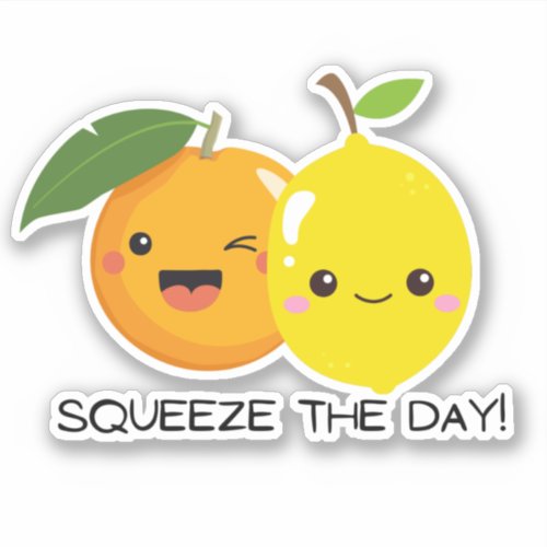 Funny fruit pun sticker _ squeeze the day laptop 