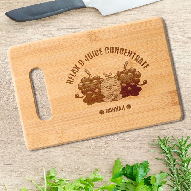 Funny Fruit Relax & Juice Concentrate Meditation Engraved Cutting Board (Funny Fruit Relax & Juice Concentrate Meditation Cutting Board)