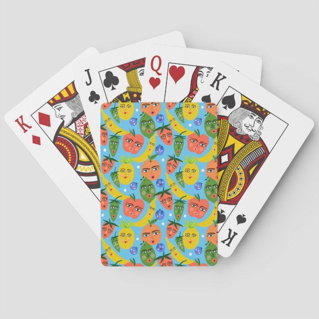 Funny Fruit Salad Whimsical Colorful Poker Cards (Back)