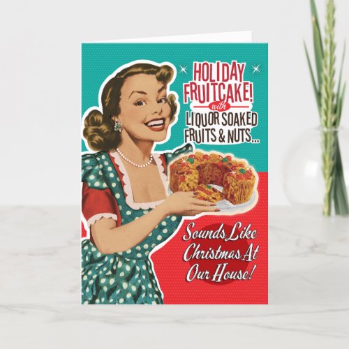 Funny Fruitcake Retro Christmas Cards