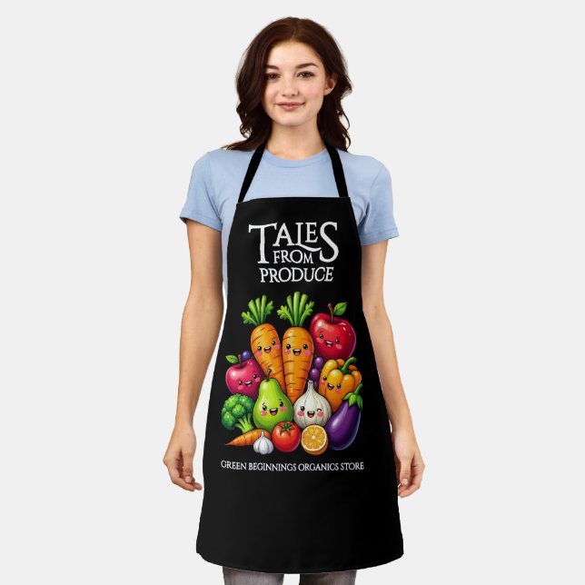 Funny Fruits Veggies Tales from Produce Grocery Apron (Worn)