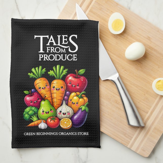 Funny Fruits Veggies Tales from Produce Grocery Kitchen Towel (Quarter Fold)