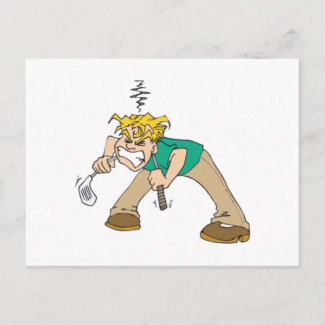 funny frustrated golfer postcard (Front)