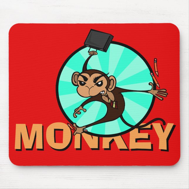 FUNNY FRUSTRATED MONKEY HORIZONTAL MOUSE PAD (Front)