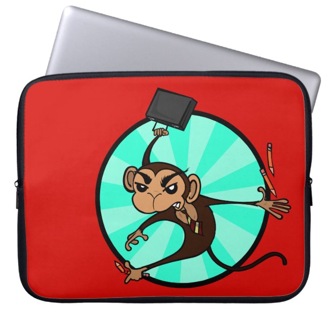 FUNNY FRUSTRATED MONKEY LAPTOP SLEEVE (Front)