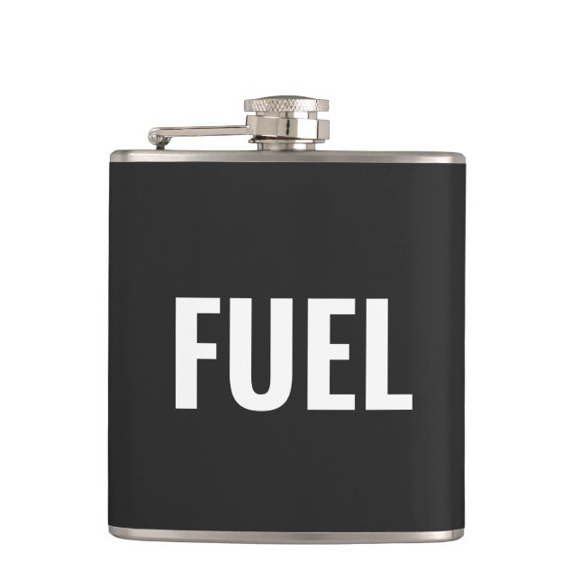 Funny Fuel black white minimalist cool Flask (Front)