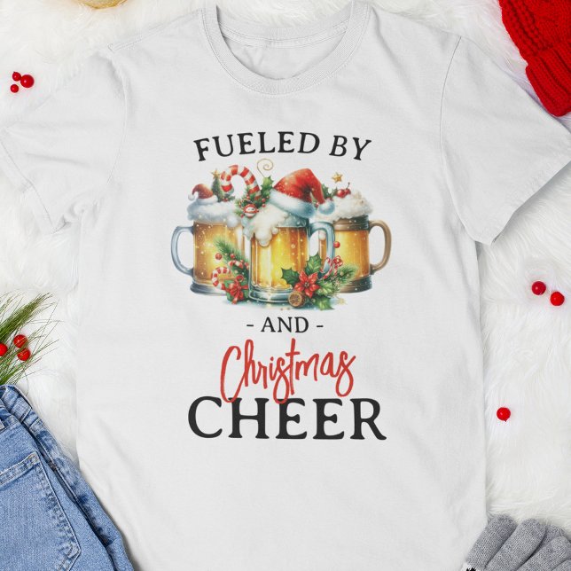 Funny Fueled By Beer Christmas Holiday T-Shirt (Creator Uploaded)