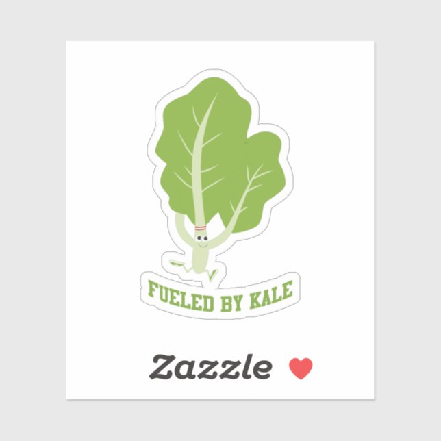 Funny  Fueled by Kale Running Cartoon Kale Sticker (Sheet)