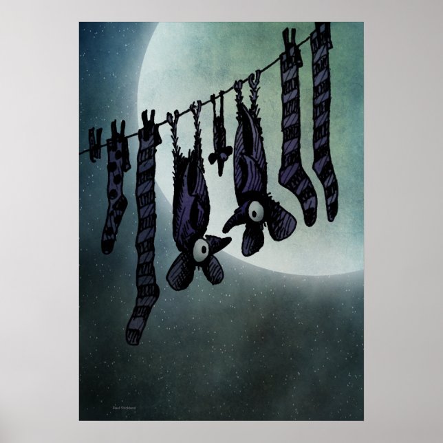 Funny Full Moon Bats Poster (Front)