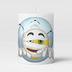 Funny Full Moon Face Halloween Mummy Pillar Candle