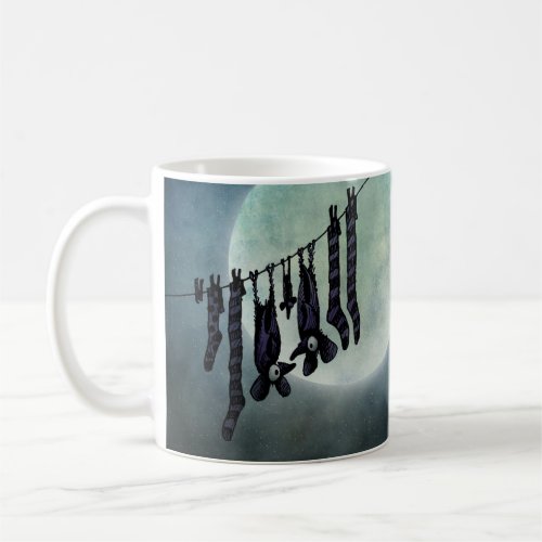 Funny Full Moon Night Bats on a Washing Line Coffee Mug
