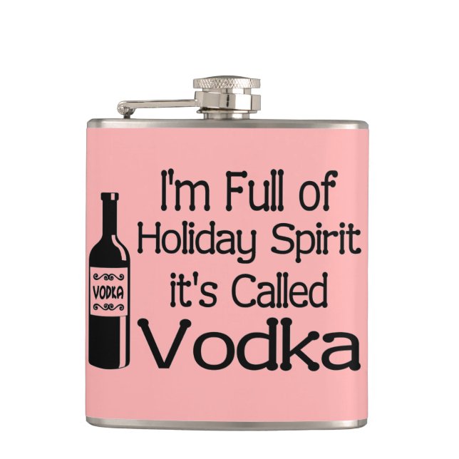 Funny Full of Christmas Holiday Vodka Spirit Flask (Front)